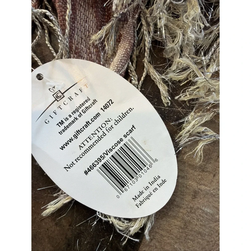 Giftcraft‎ Viscose Scarf Wrap Mauve Pink Silver Shimmer Crinkle Fringe Stole 72